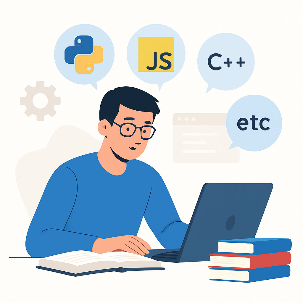 Developer learning new programming languages, continuous skill development