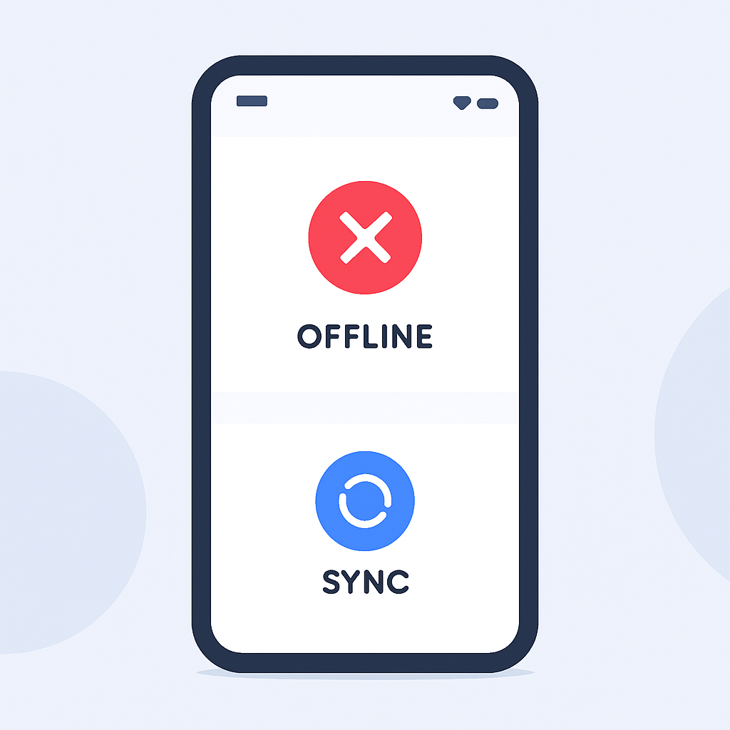 Flutter offline app interface showing connectivity status