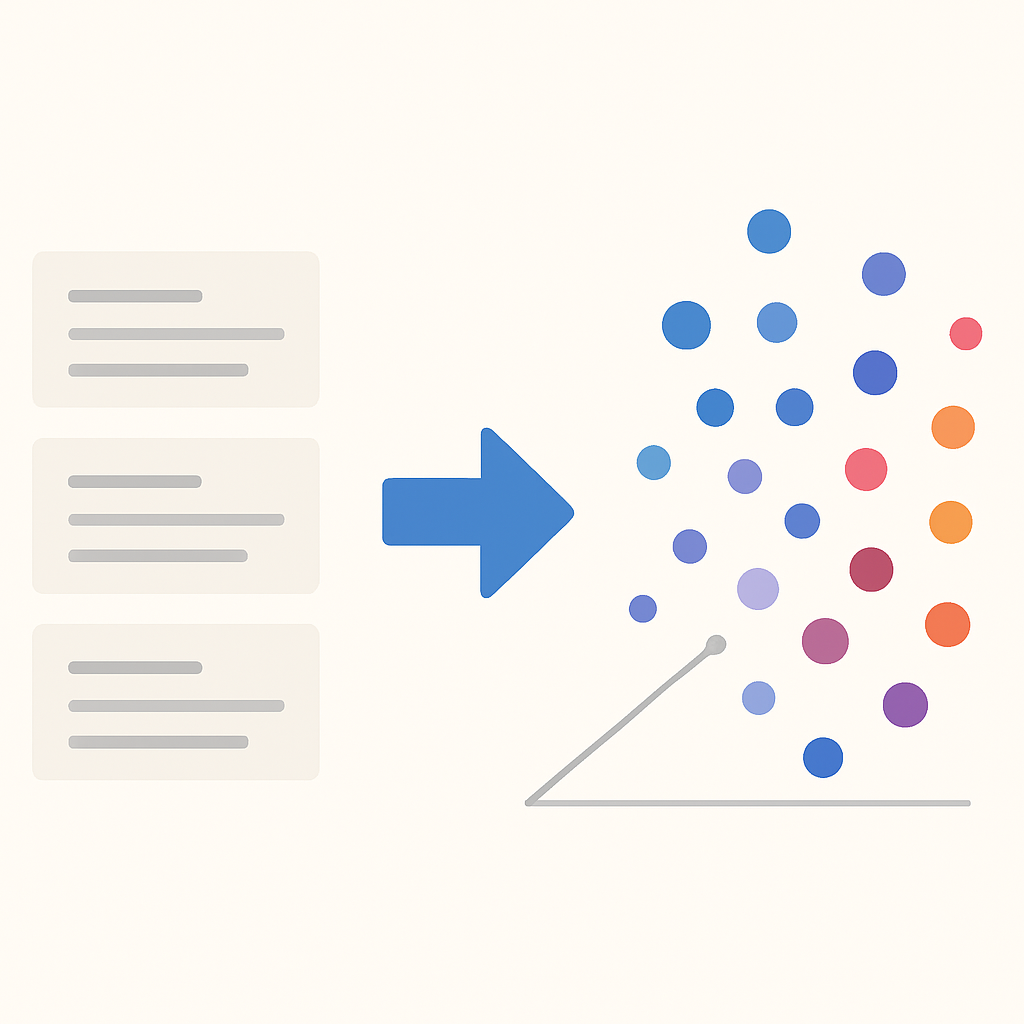 Vector embedding space visualization with clustered document chunks