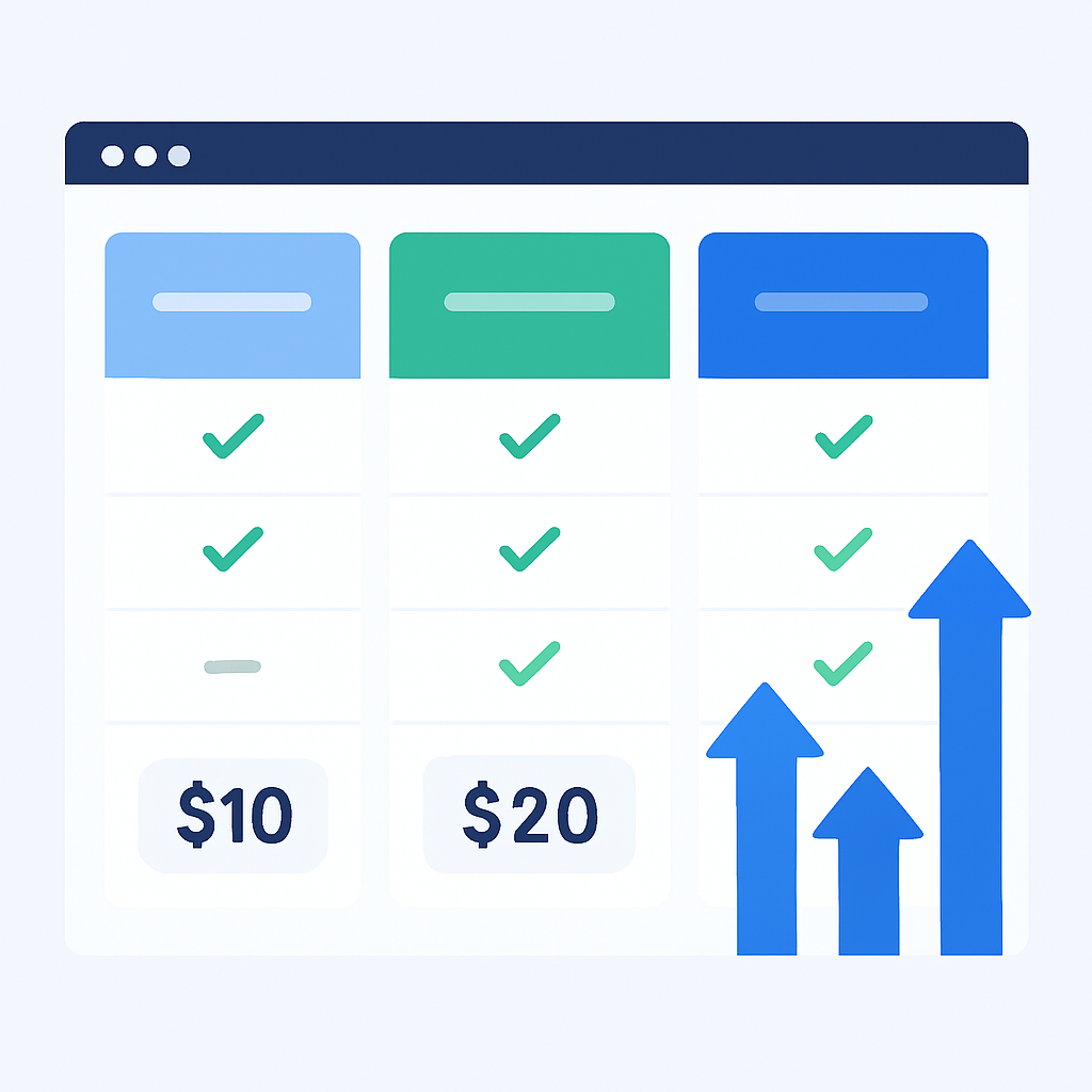 SaaS pricing strategy comparison chart