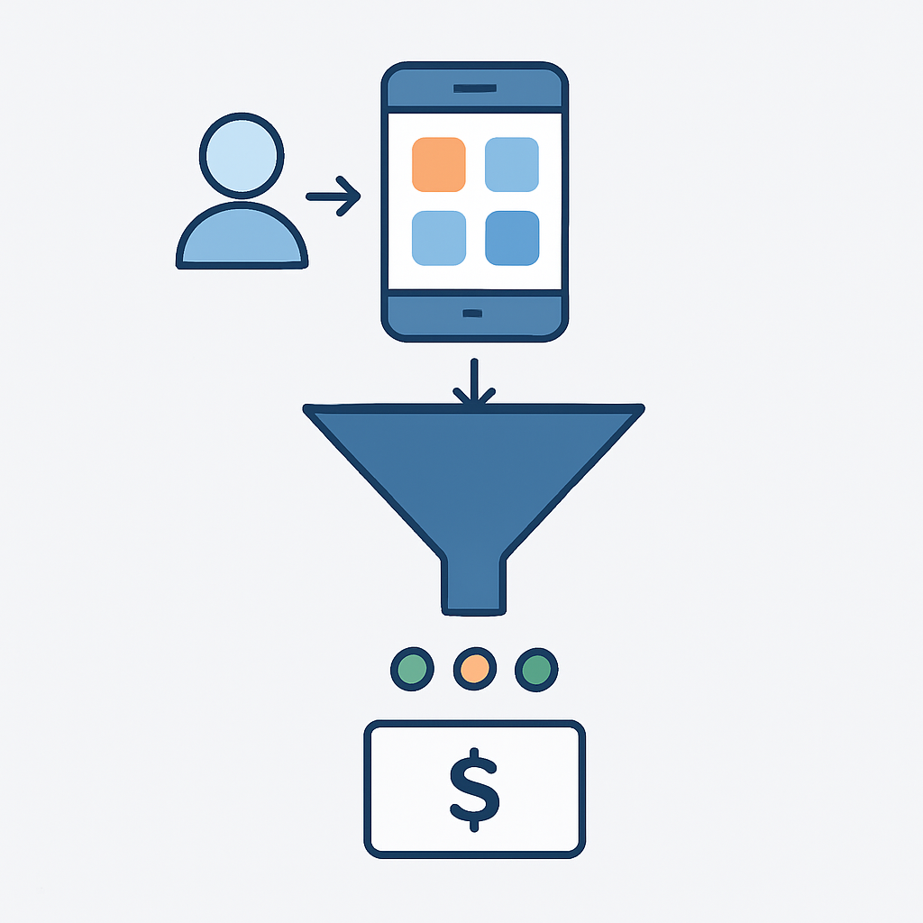App monetization conversion funnel diagram