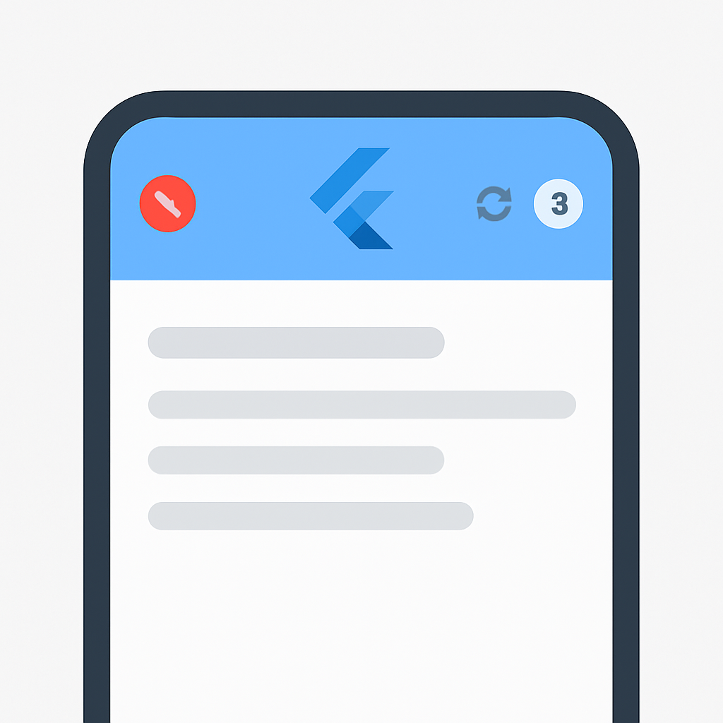 Flutter offline mode UI with sync status indicator