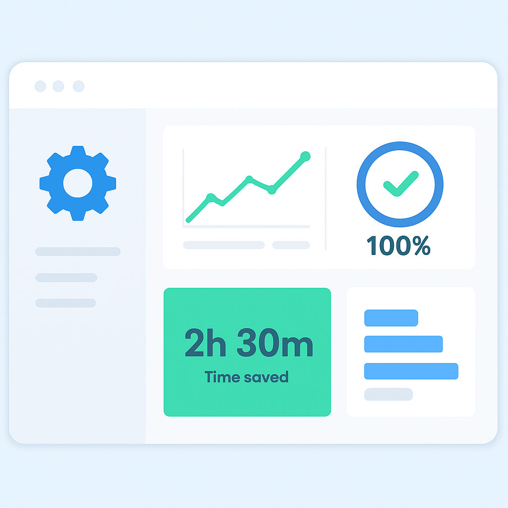 Automation dashboard displaying script execution metrics