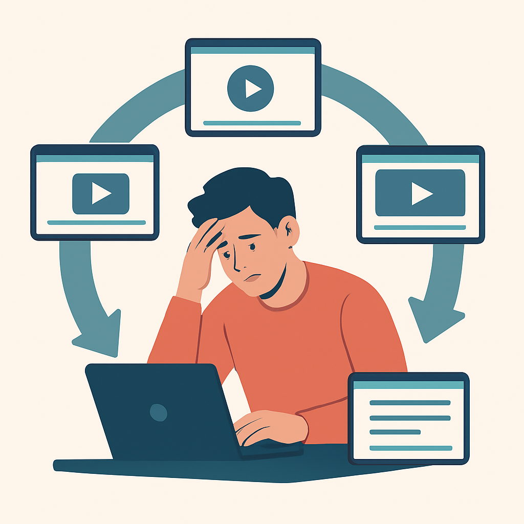 Developer stuck in tutorial hell illustration