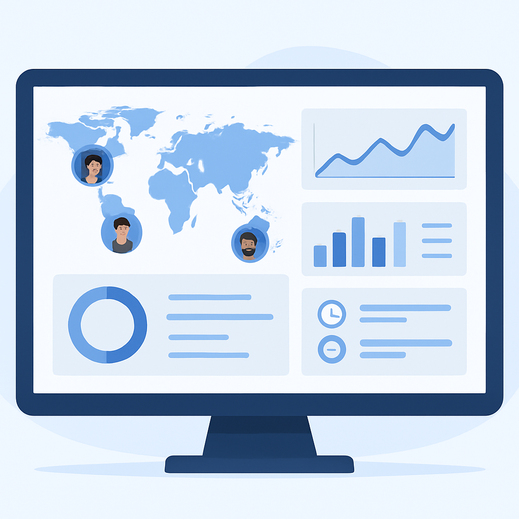 Global development collaboration dashboard with real-time team metrics