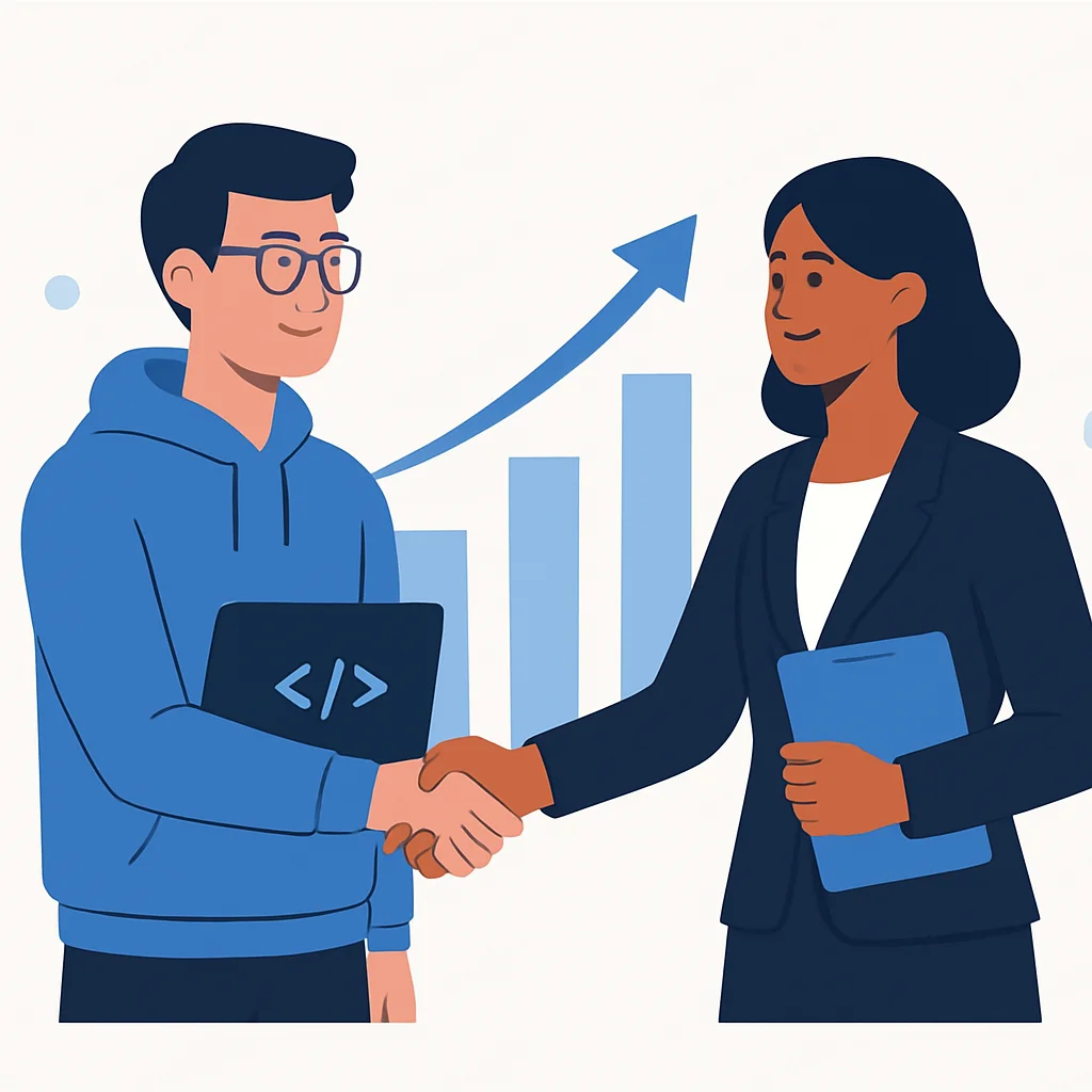 Developer salary negotiation success handshake