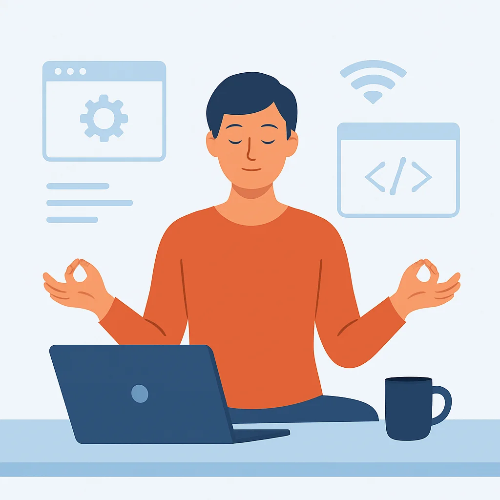 Developer meditating for mental resilience