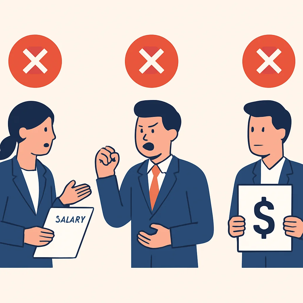 Common salary negotiation mistakes illustration