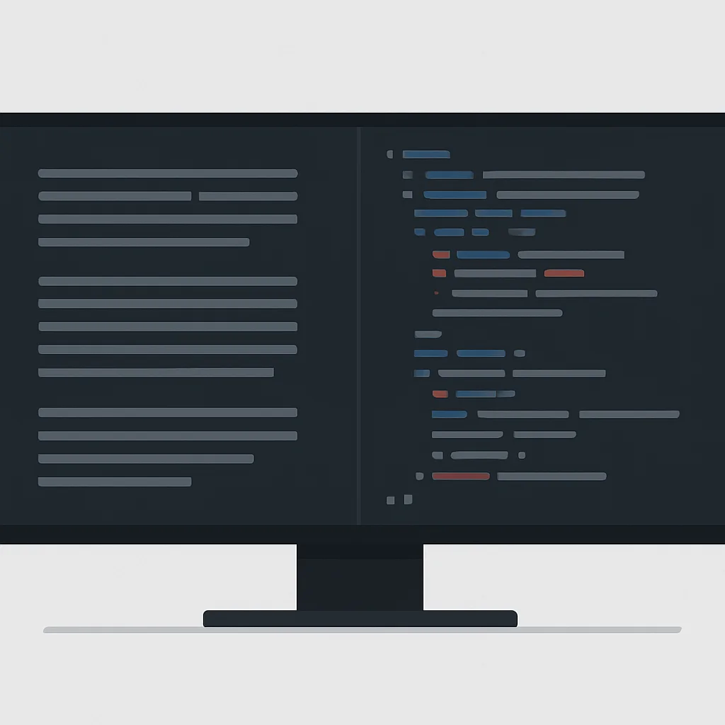 OLED ultrawide monitor displaying code