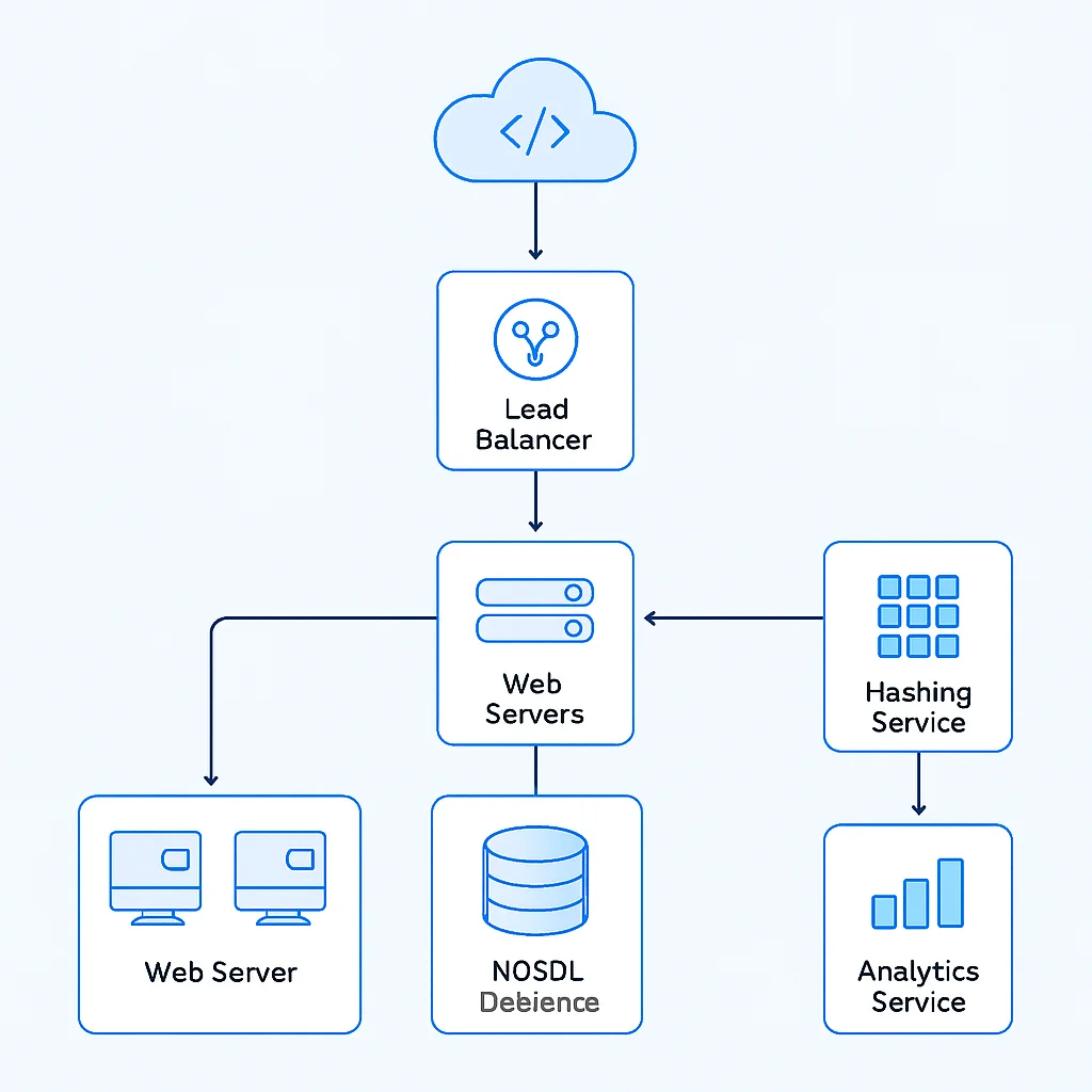 Scalable URL shortener architecture diagram
