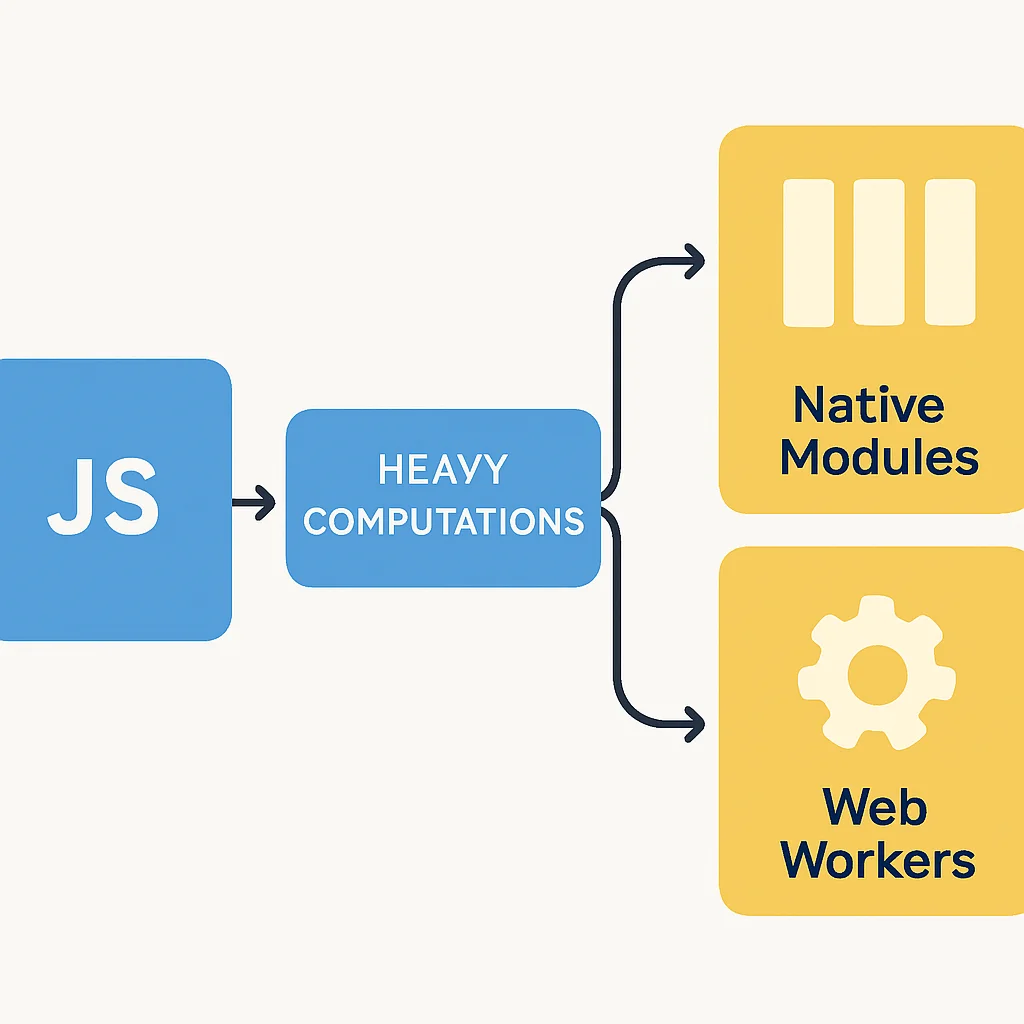 React Native heavy task offloading flowchart