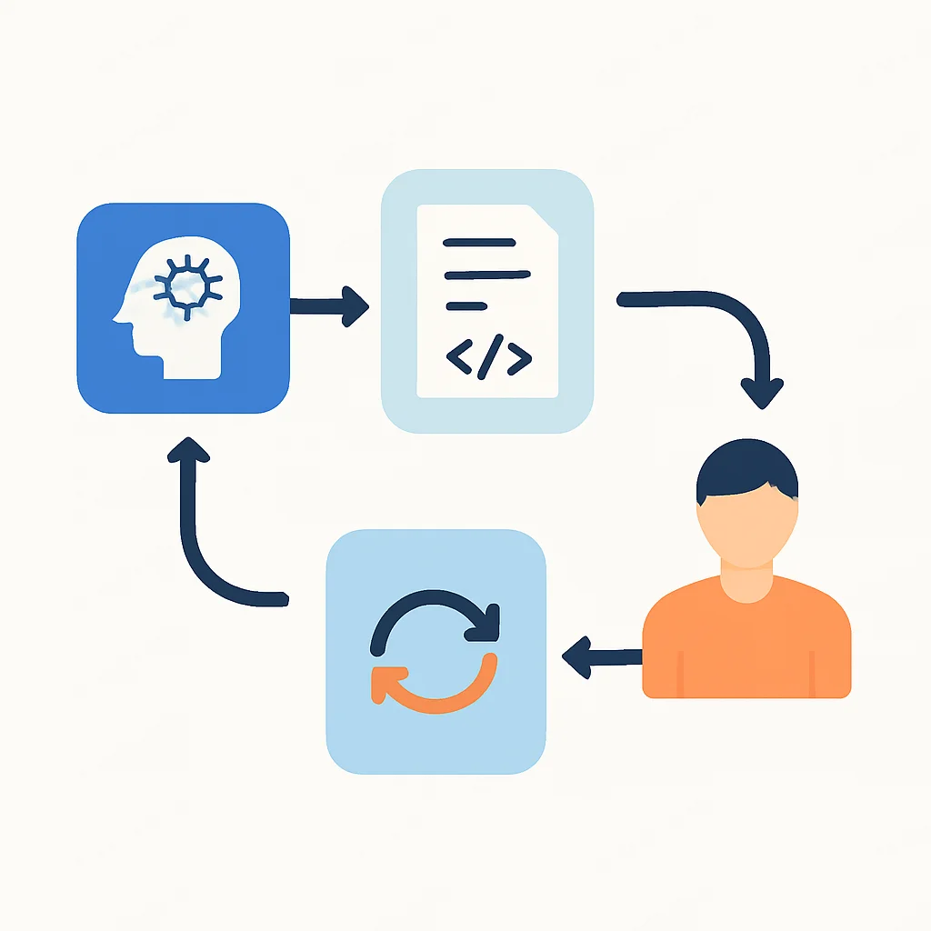 AI code generation with human review and feedback loop