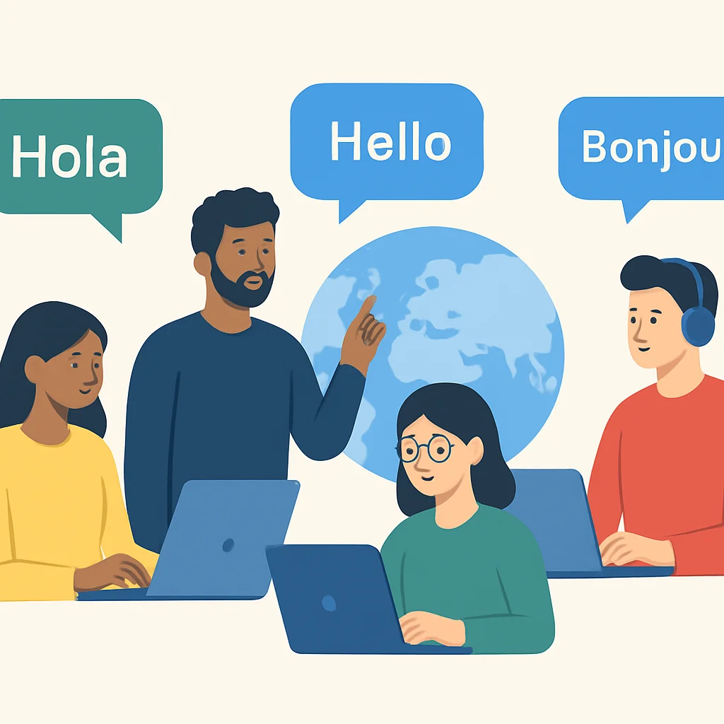 Polyglot developers collaborating globally