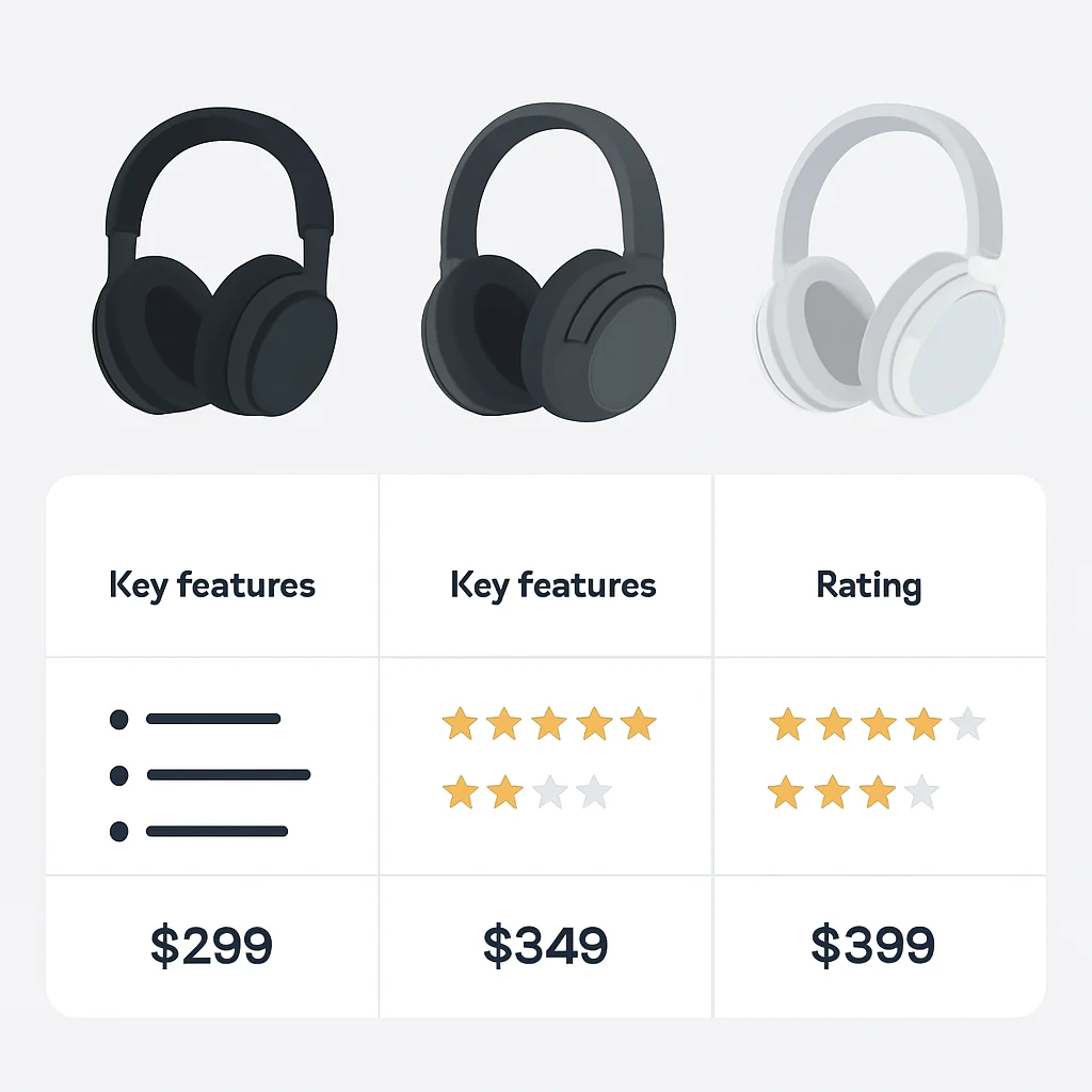 Noise-cancelling headphone comparison table for developers