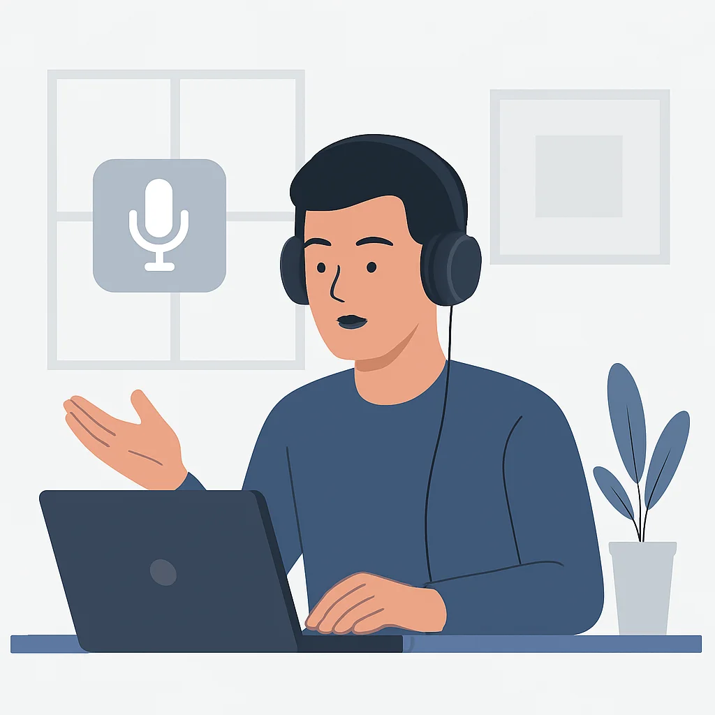 Developer on a video call with clear audio using NC headphones