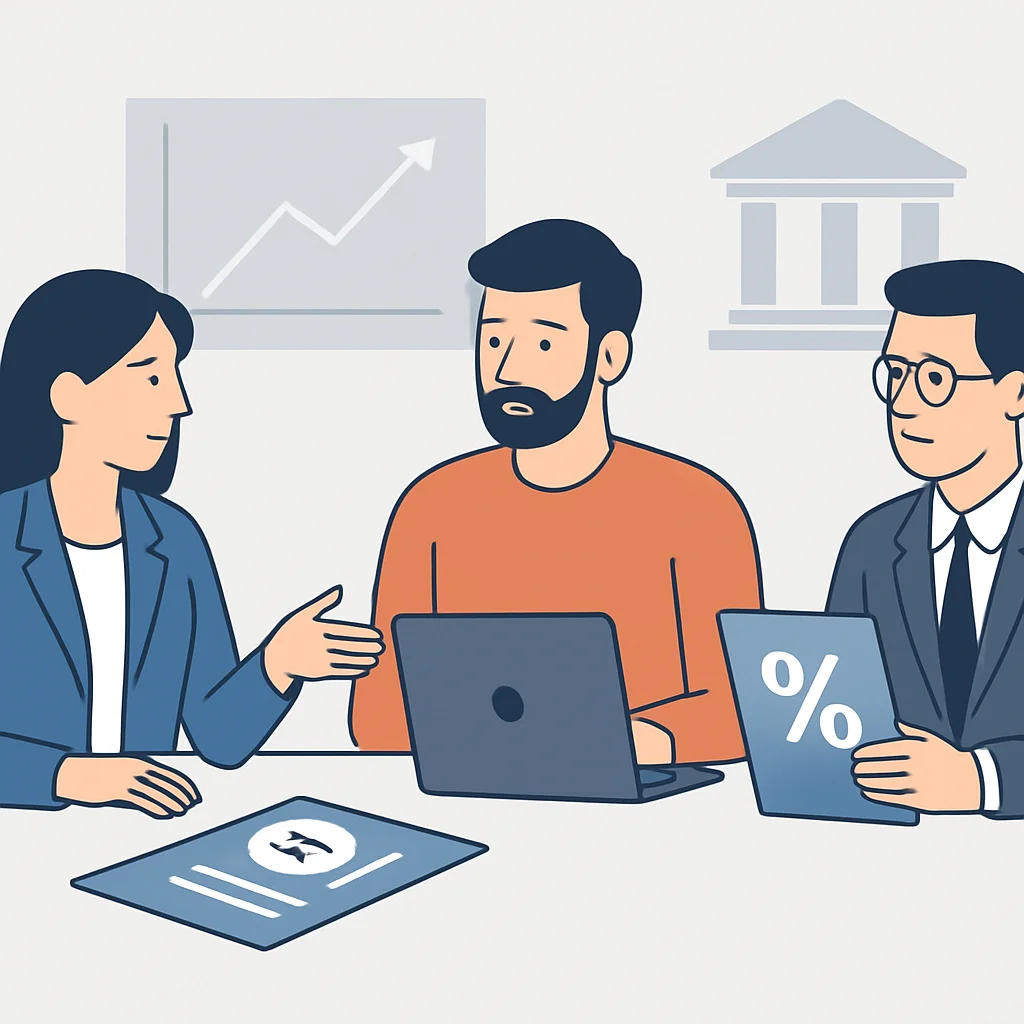 Financial advisor and tax professional consulting a developer