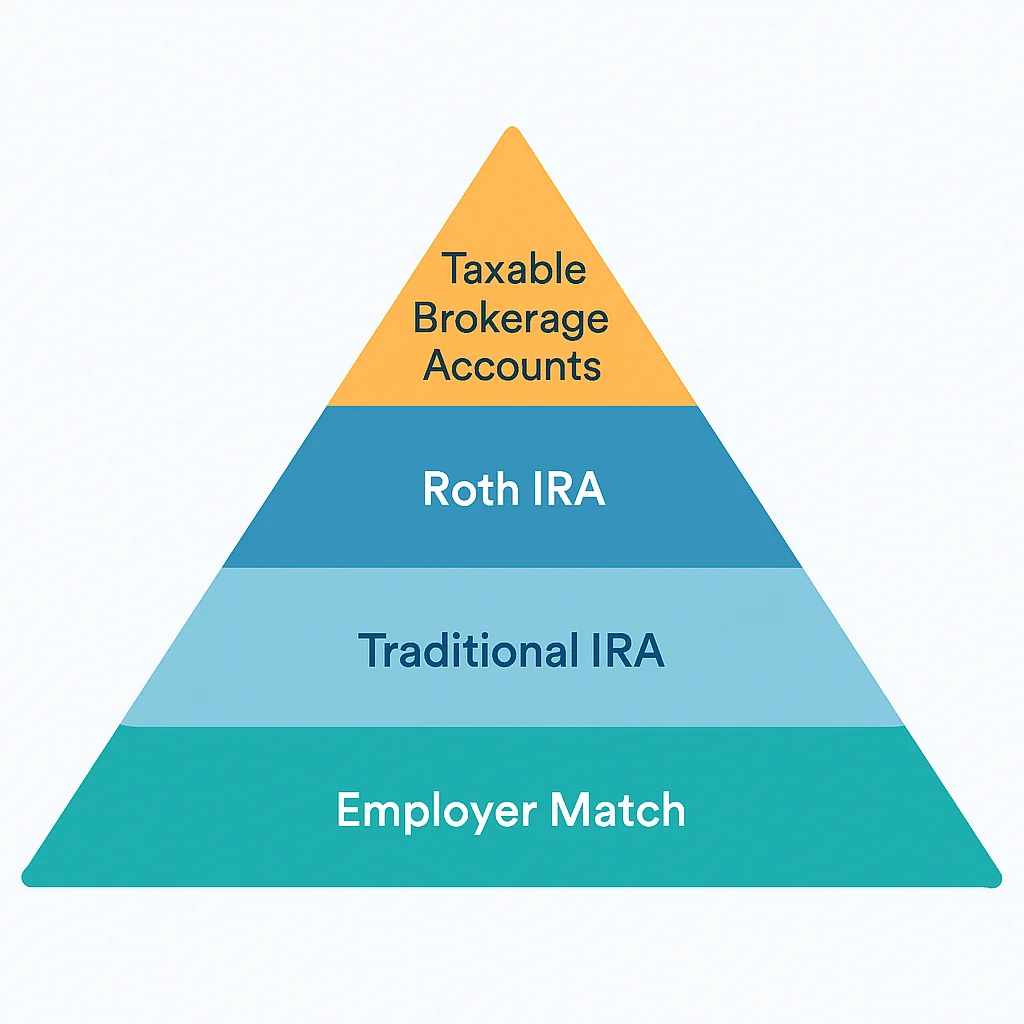 Retirement savings account prioritization pyramid