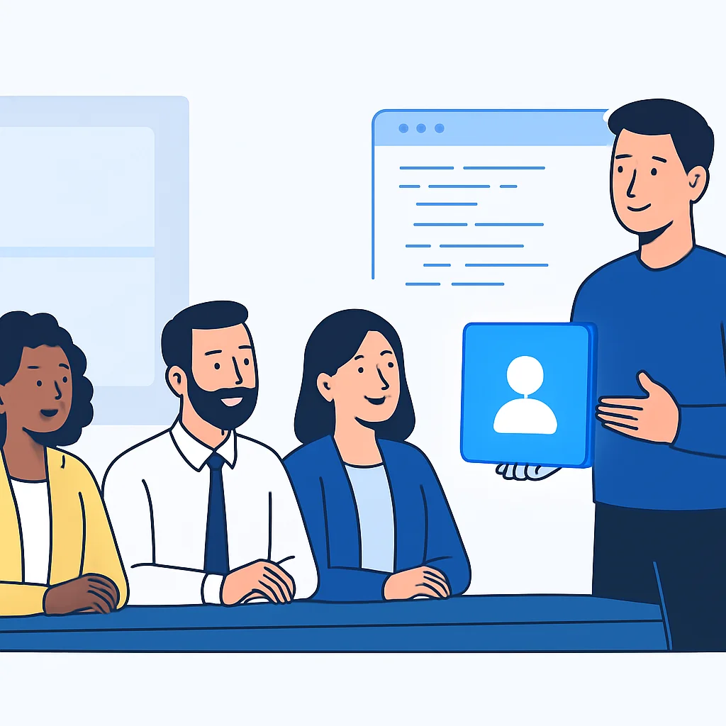 Developer showcasing an impressive portfolio to recruiters