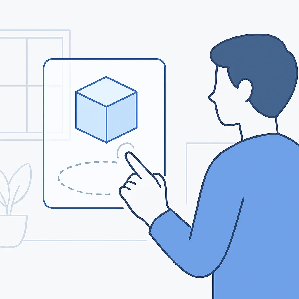 User placing a virtual cube in real space
