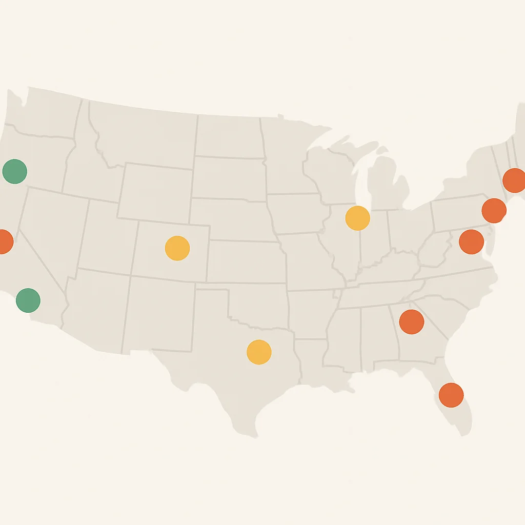 Short-term rental law stringency map