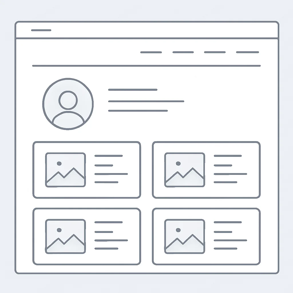 Wireframe for a professional developer portfolio website