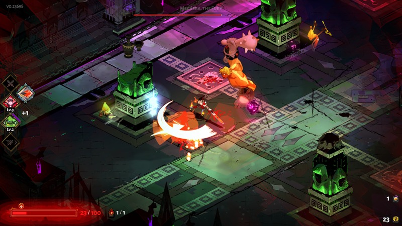 Zagreus fighting enemies in the Underworld with Olympian boons