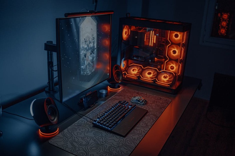 High-end PC gaming setup with multiple monitors