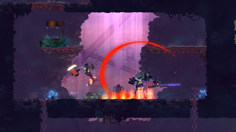 The Prisoner character fighting a group of enemies in a pixel art dungeon