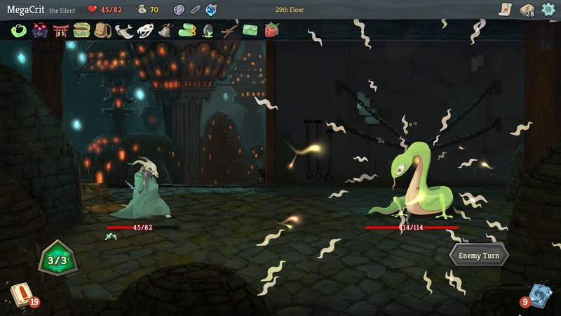 A player's hand of cards in Slay the Spire during combat