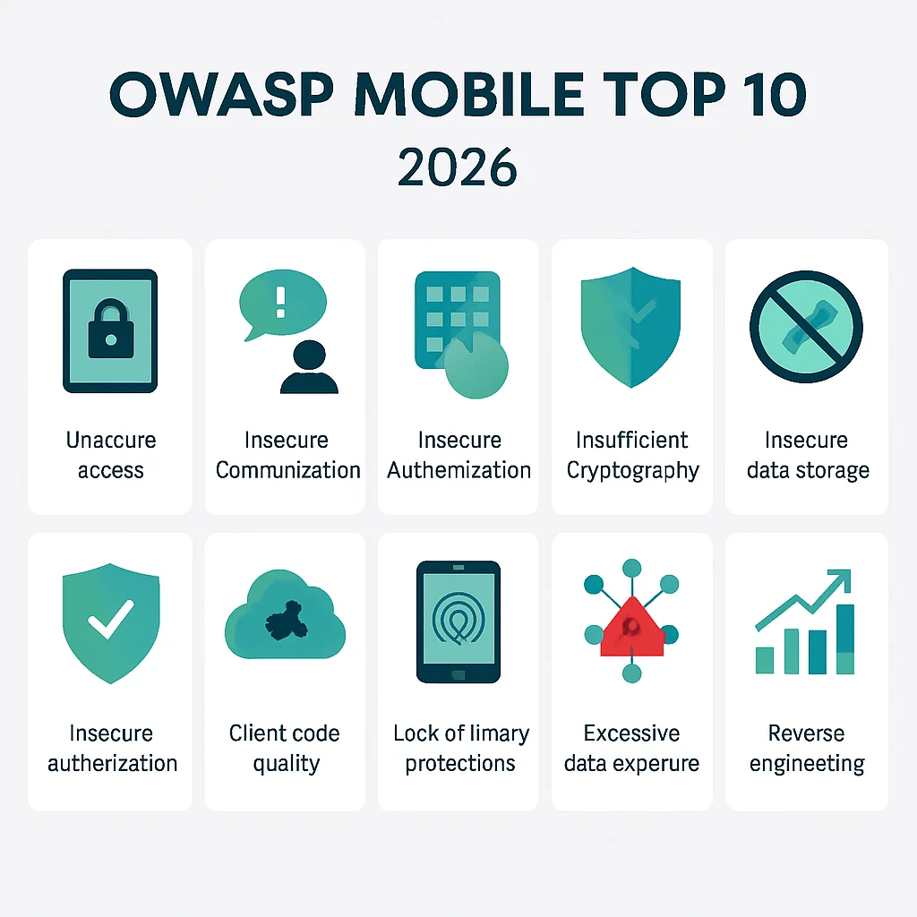 OWASP Mobile Top 10 vulnerabilities infographic