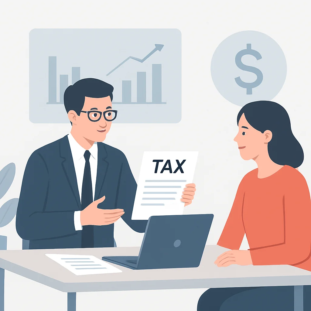 Tax professional advising a client on financial planning