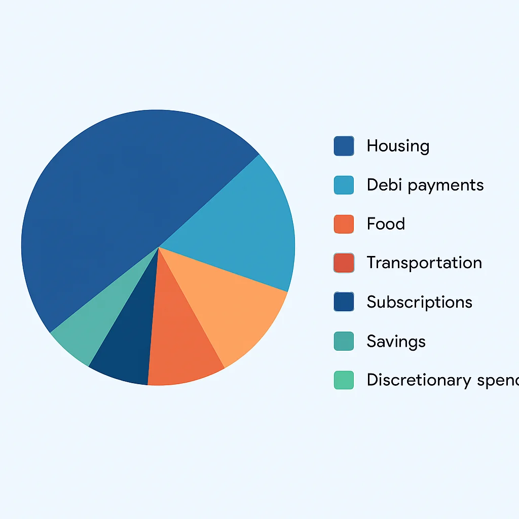 Developer's monthly budget pie chart showing expense categories