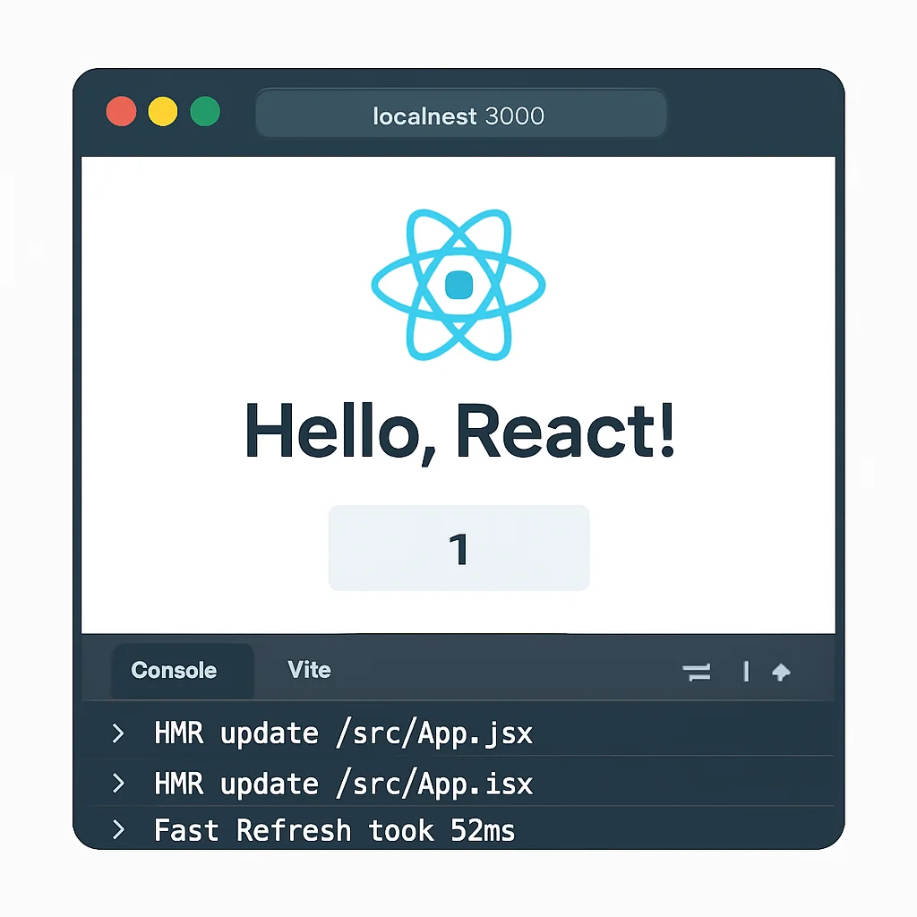 Vite.js project running with fast HMR demo