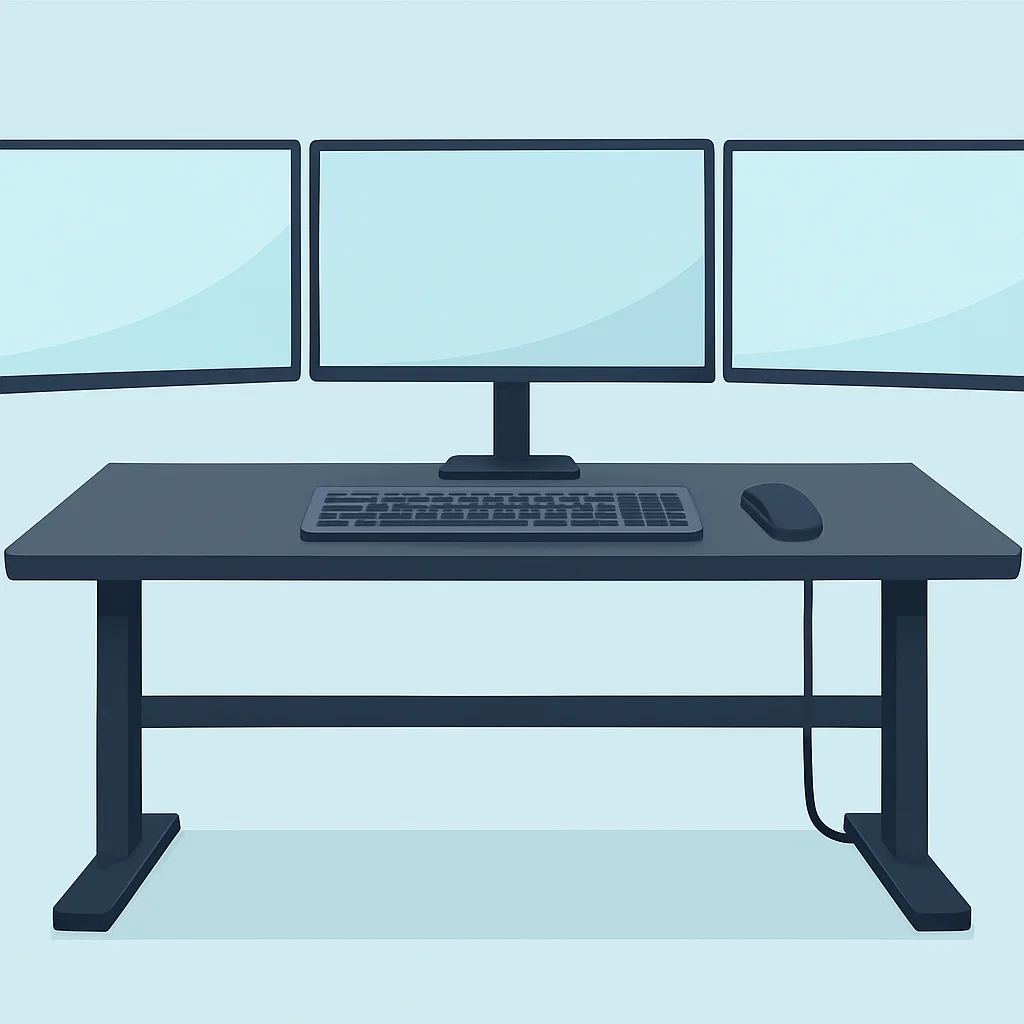 ErgoFlow Pro-X standing desk with developer setup