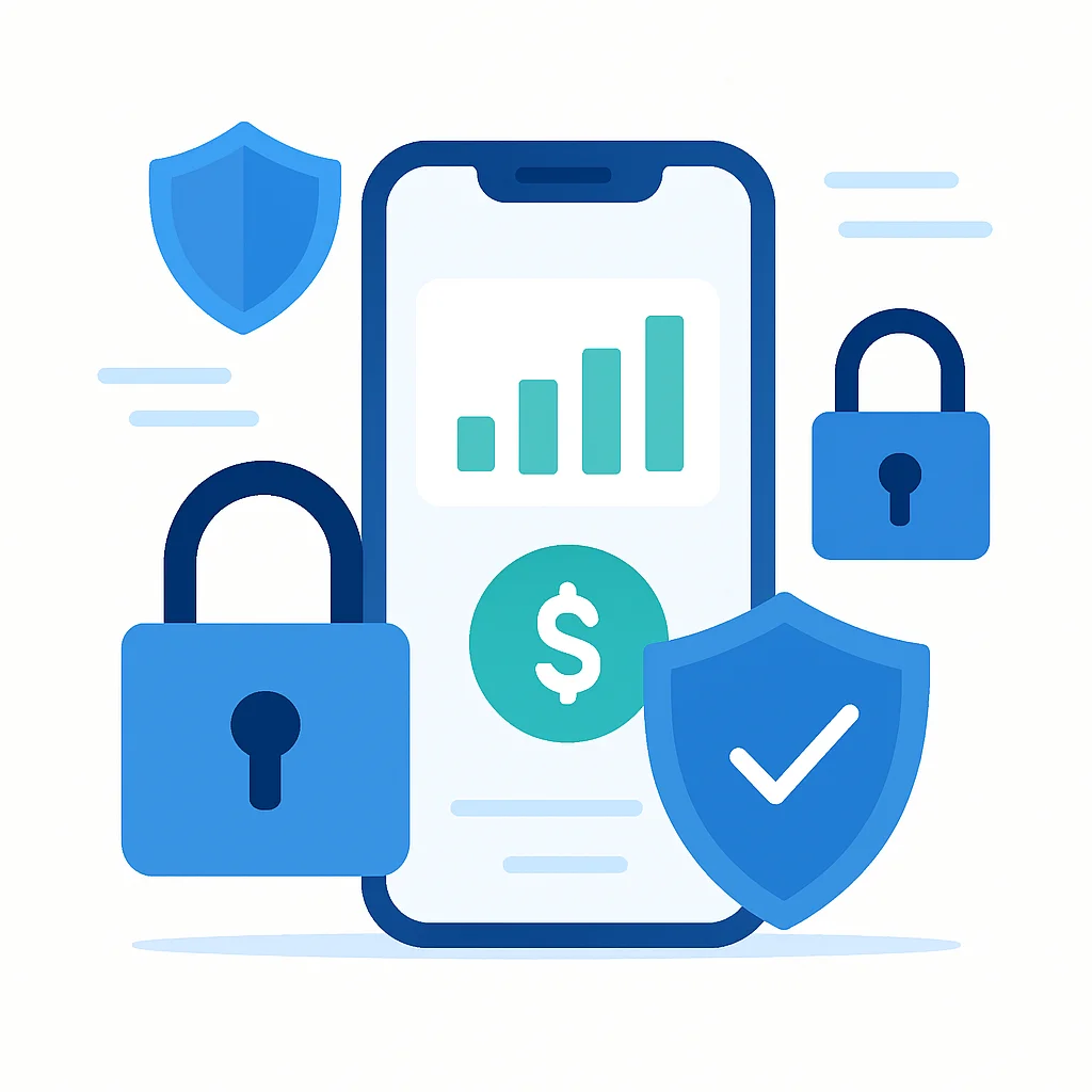 Financial app data privacy and security infographic