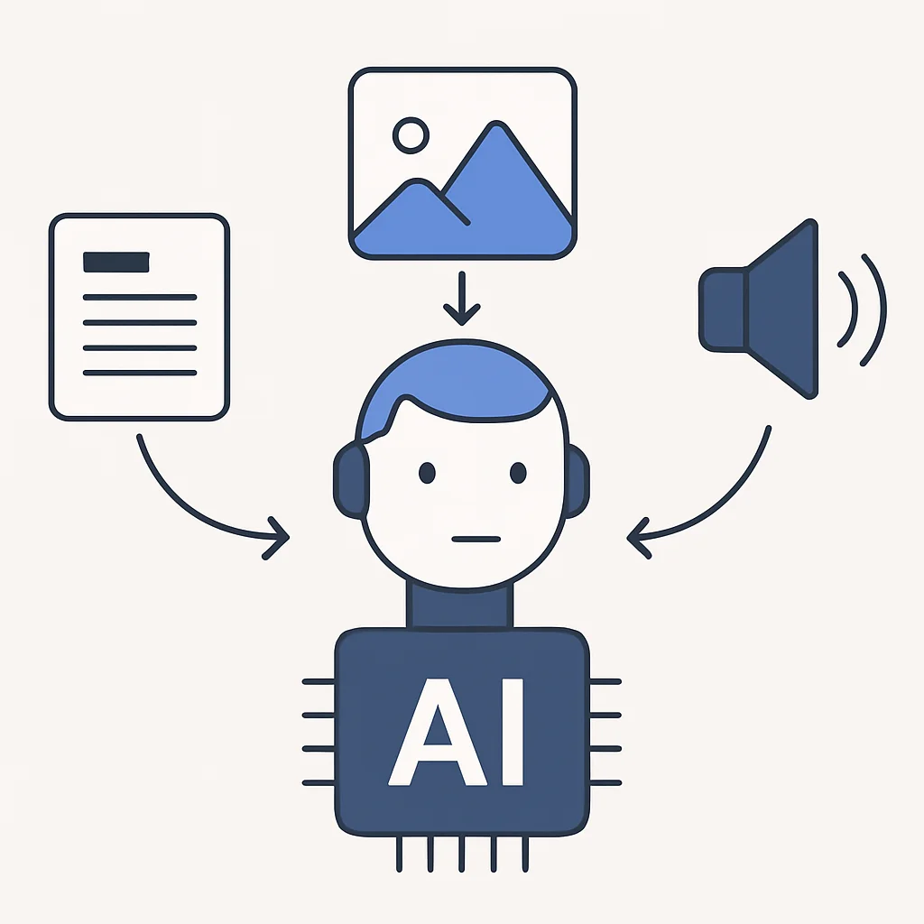 Multi-modal AI concept with diverse inputs