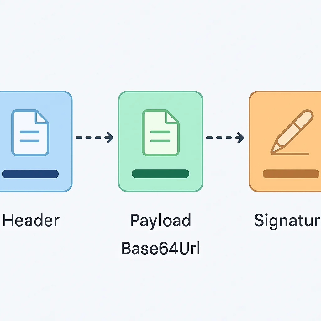 JWT structure diagram with encoding and signing process