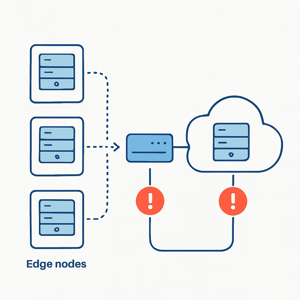 Data synchronization architecture showing edge-cloud conflicts