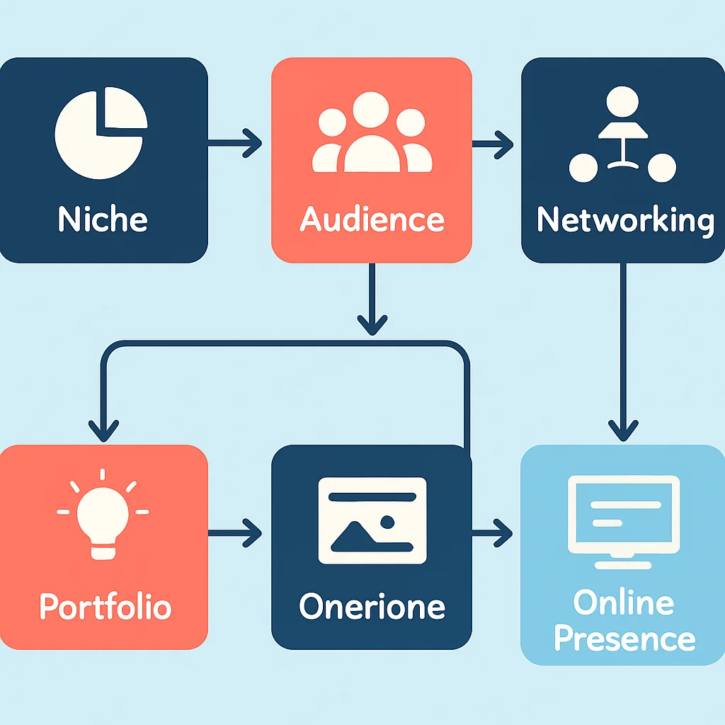 Diagram illustrating the interconnected components of a strong developer personal brand