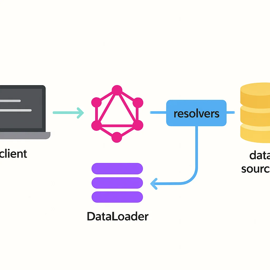 GraphQL request flow with DataLoader for efficiency