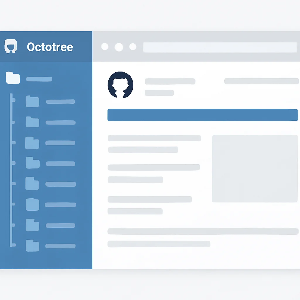 Octotree extension showing a hierarchical file structure on GitHub