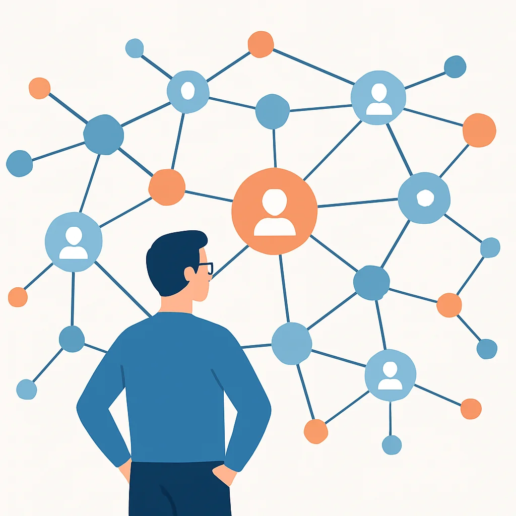 Developer networking map showing connections