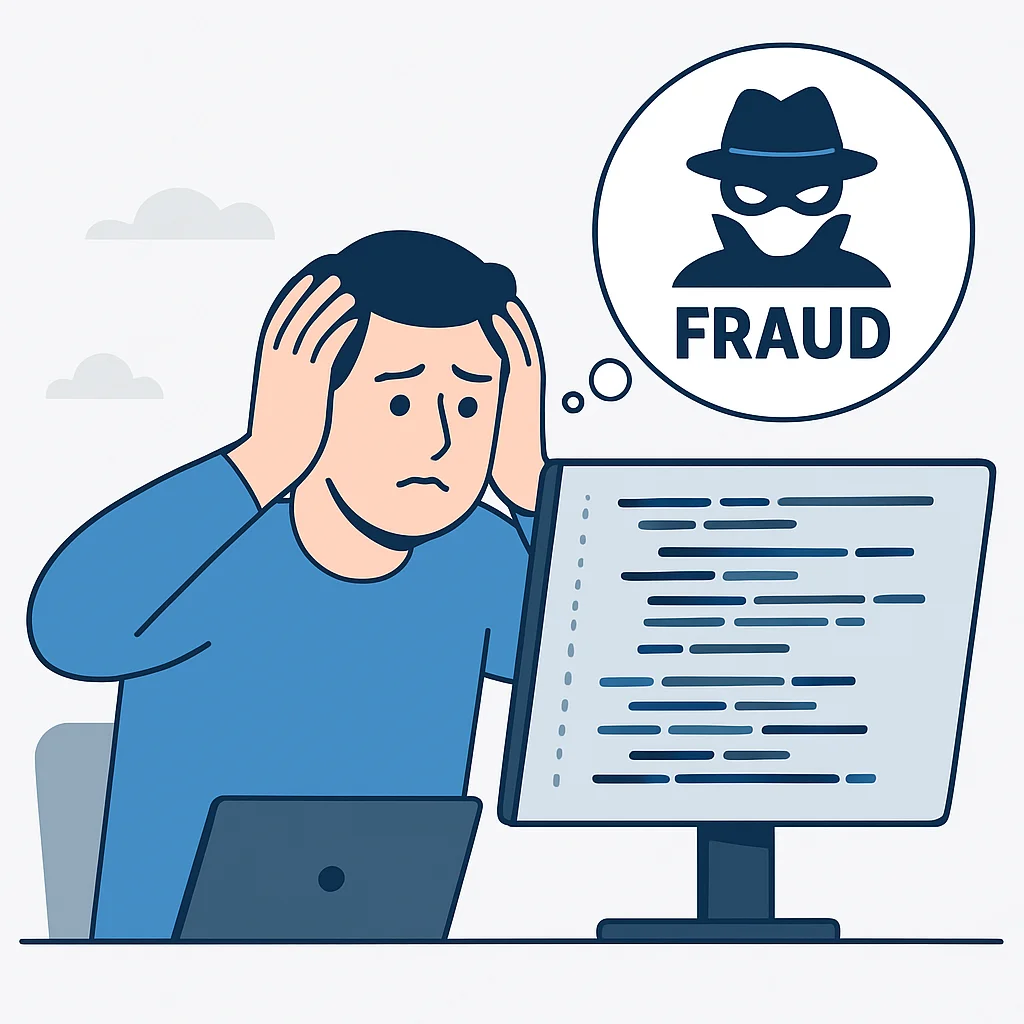 Developer struggling with imposter syndrome looking at code