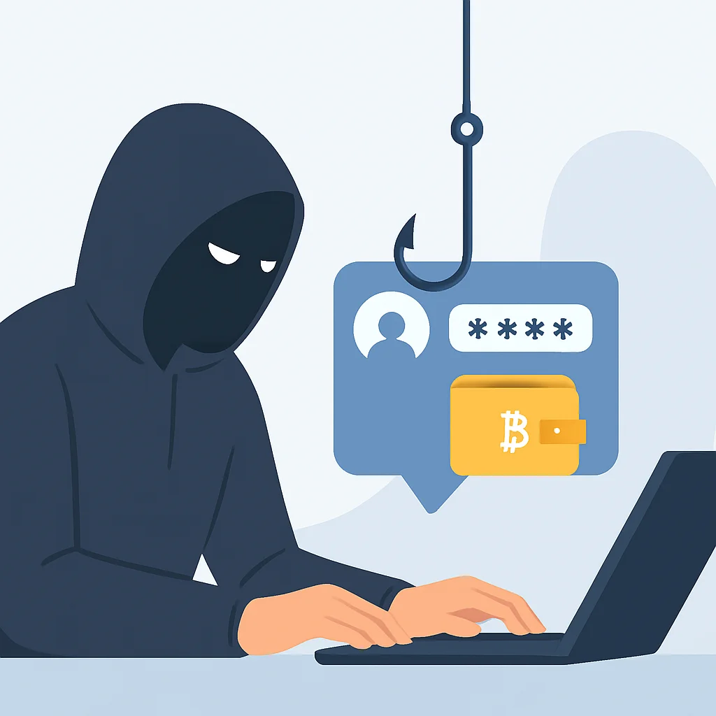 Phishing scam illustration for crypto