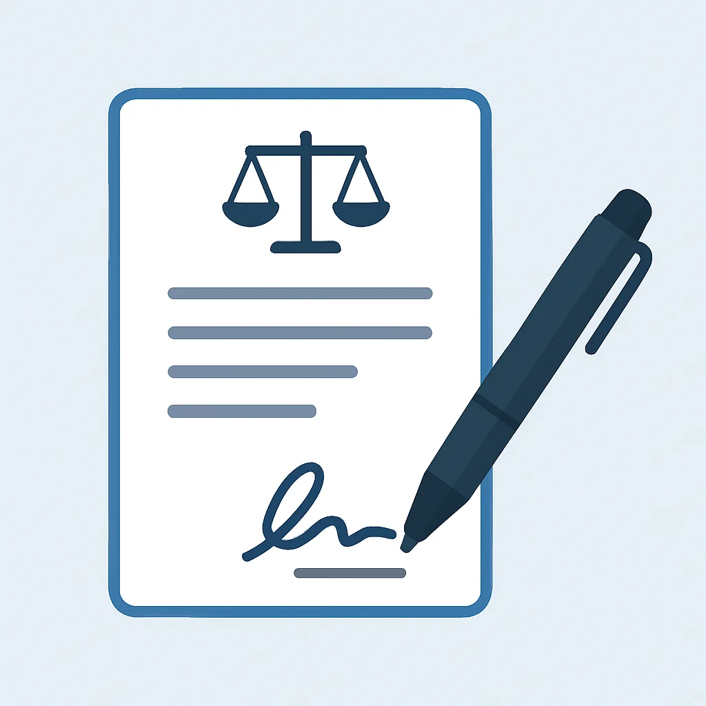 Detailed illustration of a real estate purchase agreement with a signature