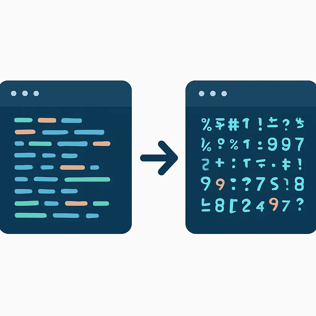 Code obfuscation process illustration