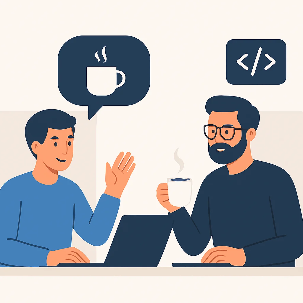Virtual mentorship session between two developers