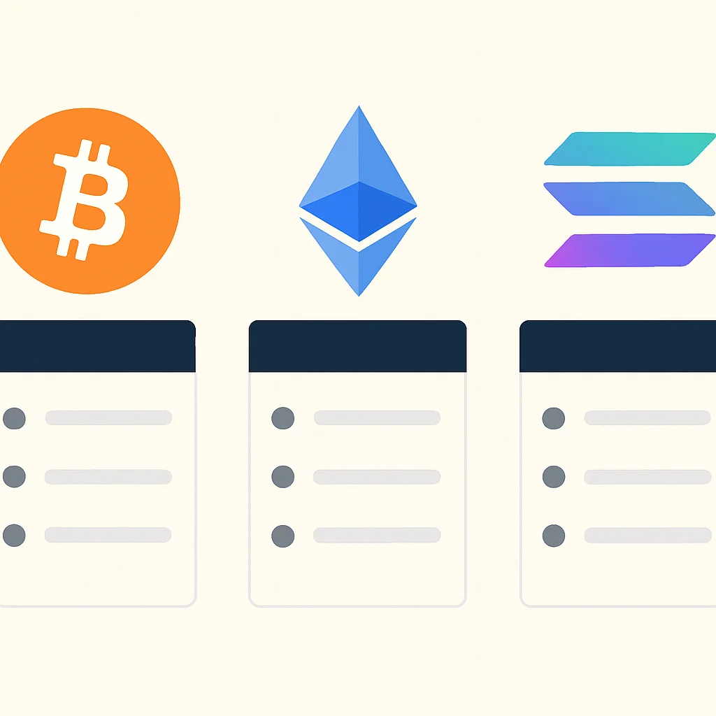 Cryptocurrency comparison infographic