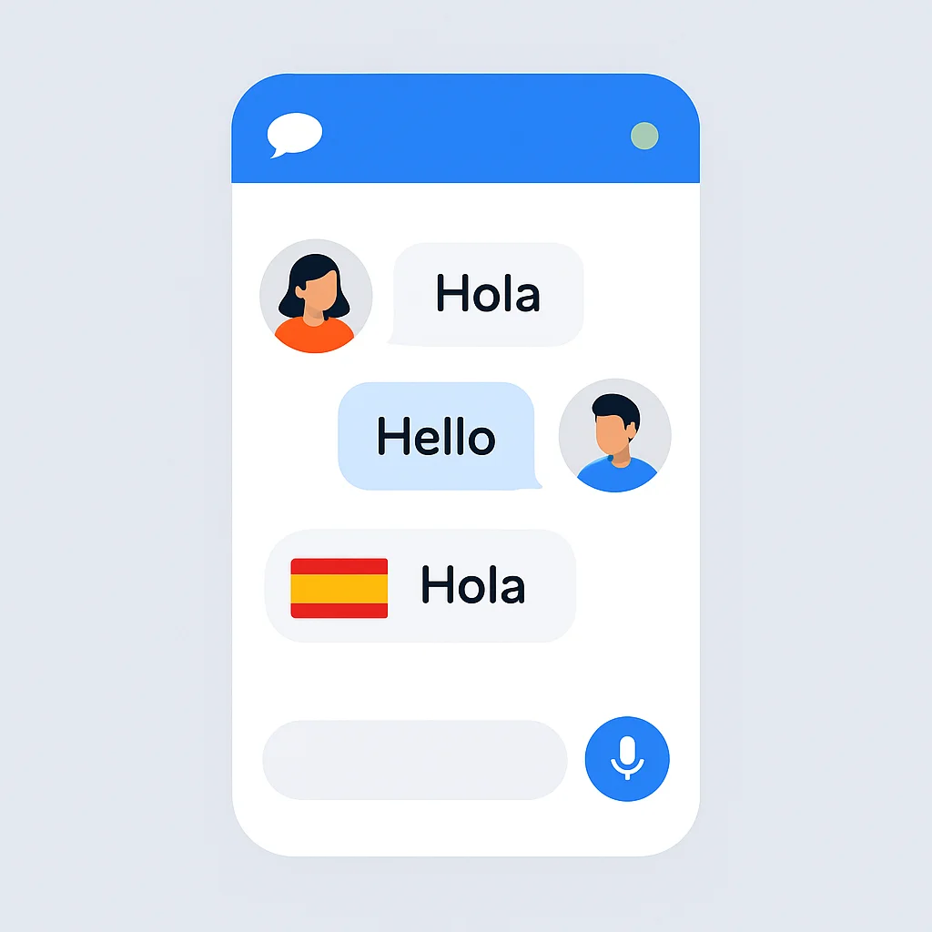 Language exchange app interface mock-up