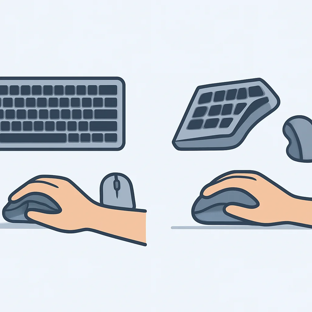 Ergonomic keyboard and mouse comparison